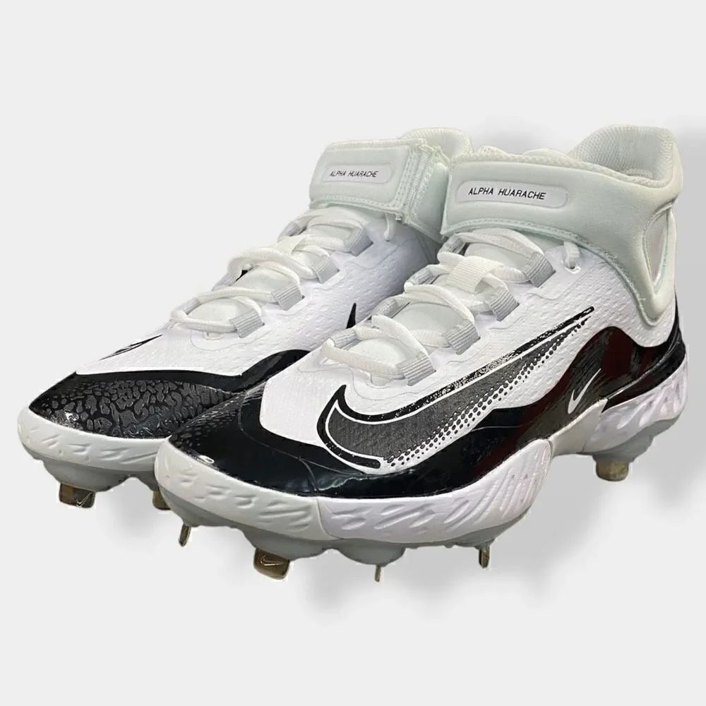 Nike Alpha Huarache Elite 4 Mid Mens Black Baseball Cleats FD2744-101 size 8 New